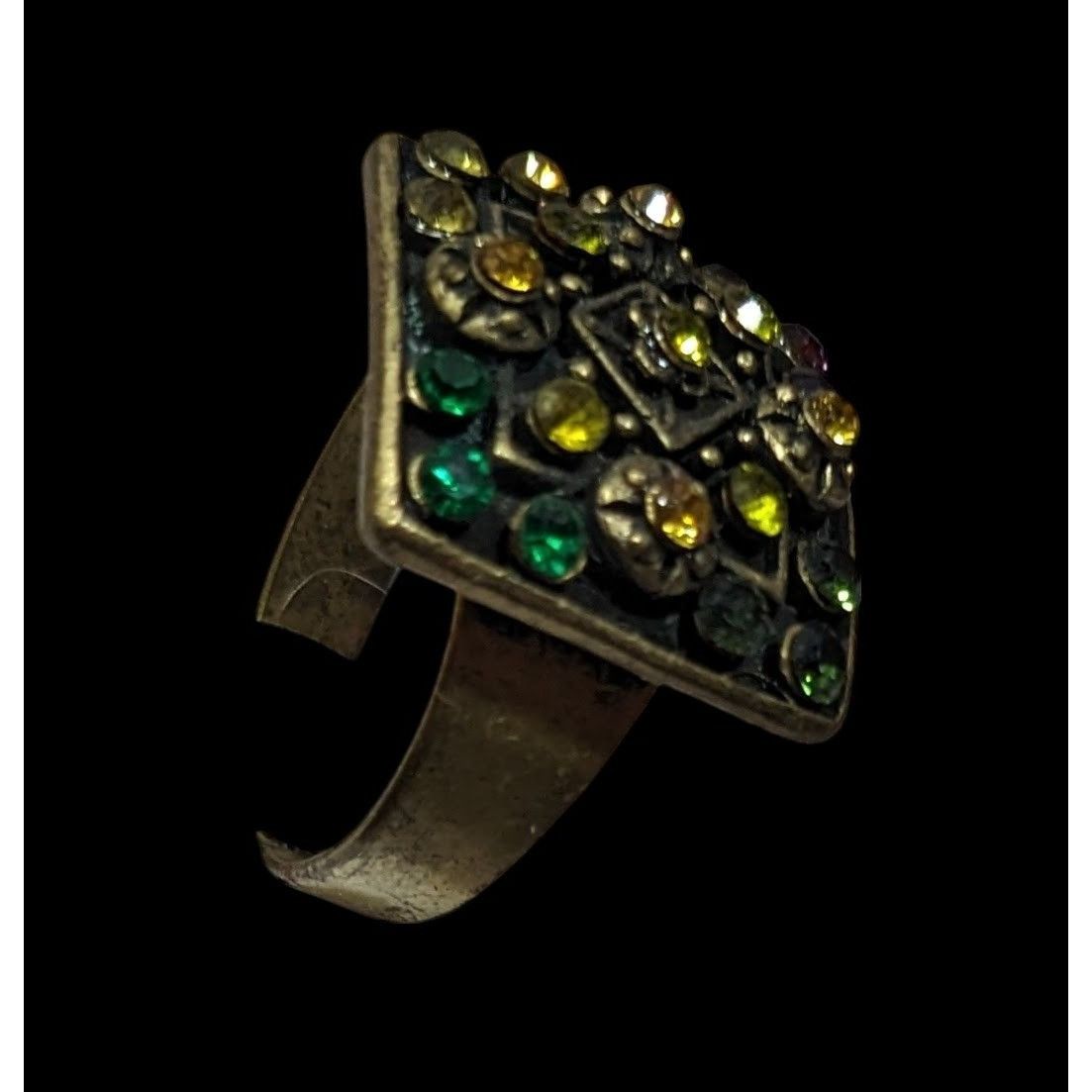 Other Unique Rainbow Geometric Rhinestone Gold Tone Adjustable Rin Size ONE SIZE - 3 Thumbnail