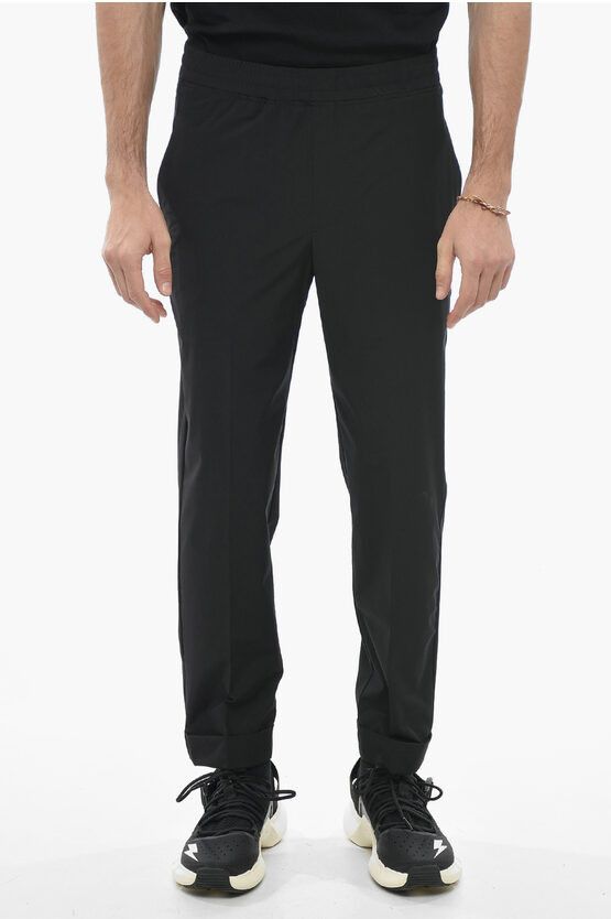 image of Neil Barrett Nylon Rem Pants With Elastic Waistband in Black, Men's (Size 35)