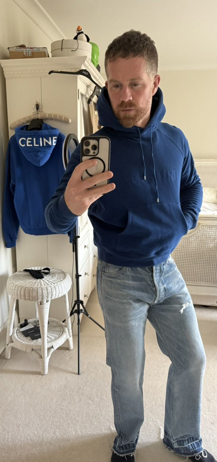 Saint Laurent Paris $1.5k FW23 Saint Laurent logo blue hoodie Grail L Size US L / EU 52-54 / 3 - 3 Thumbnail
