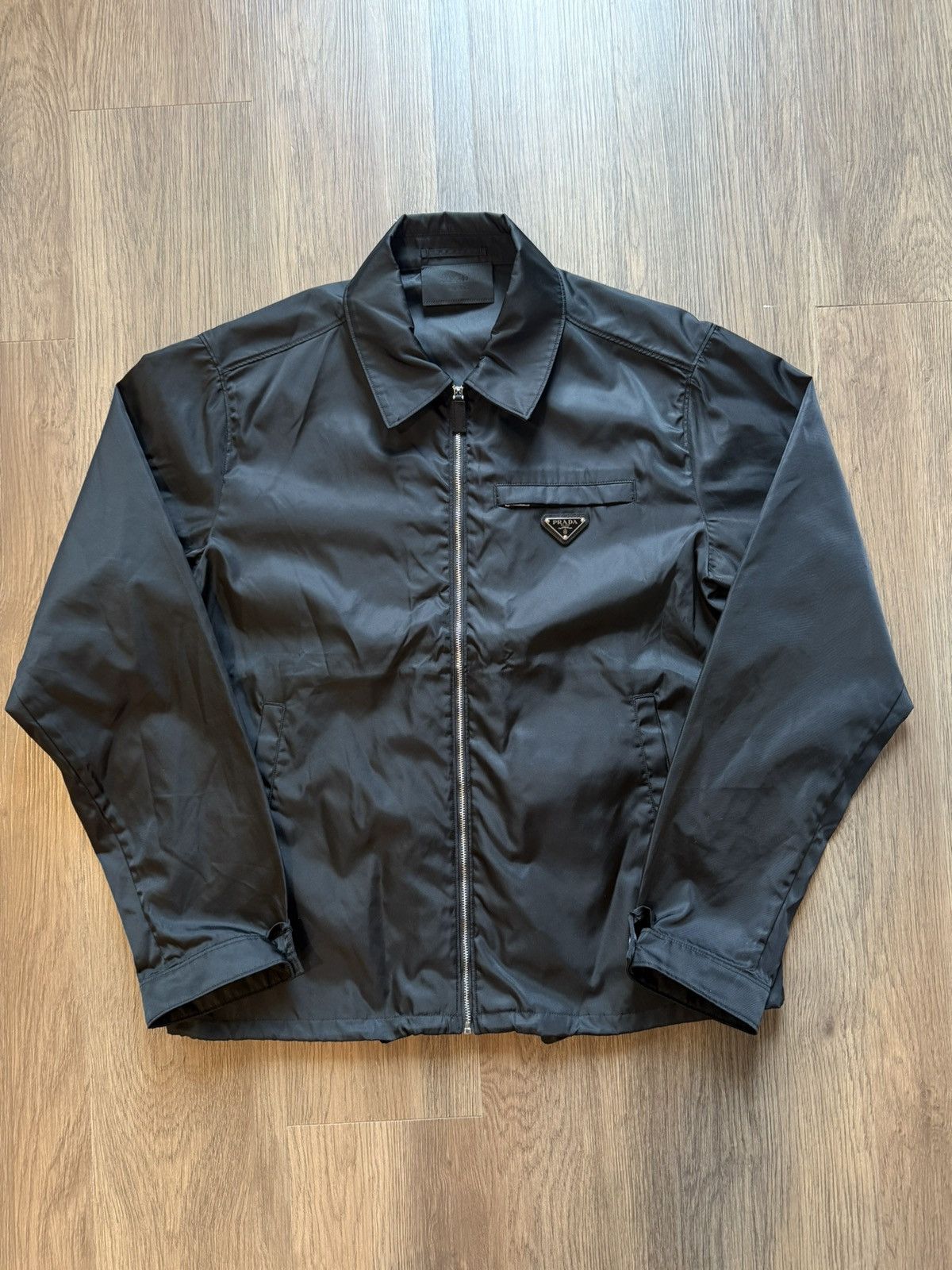 Pre-owned Prada Nylon Zip Jacket In Black