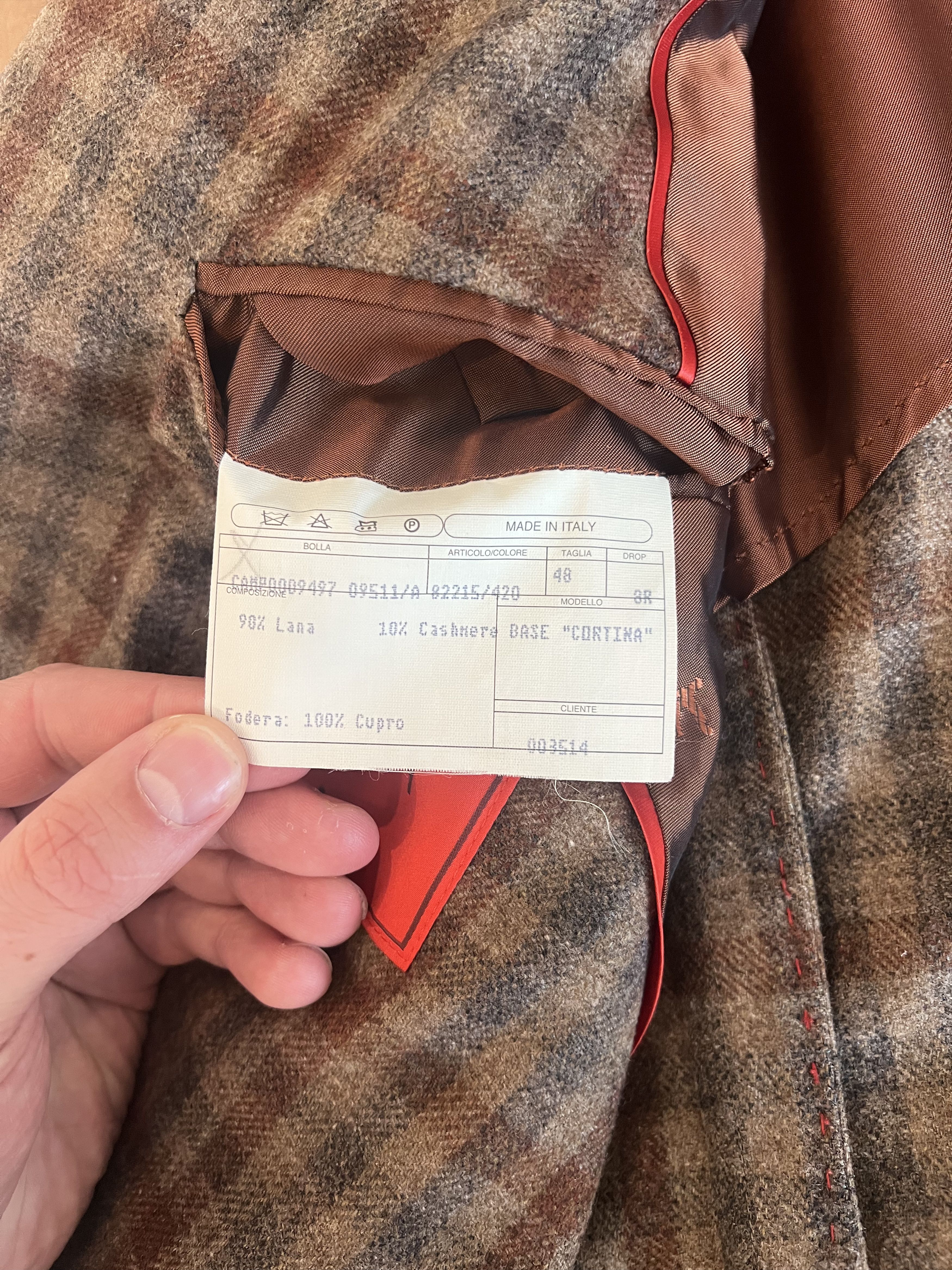 Isaia Isaia Brown Gray Check Wool Cashmere 38R US Double-Breasted Size 38R - 3 Thumbnail