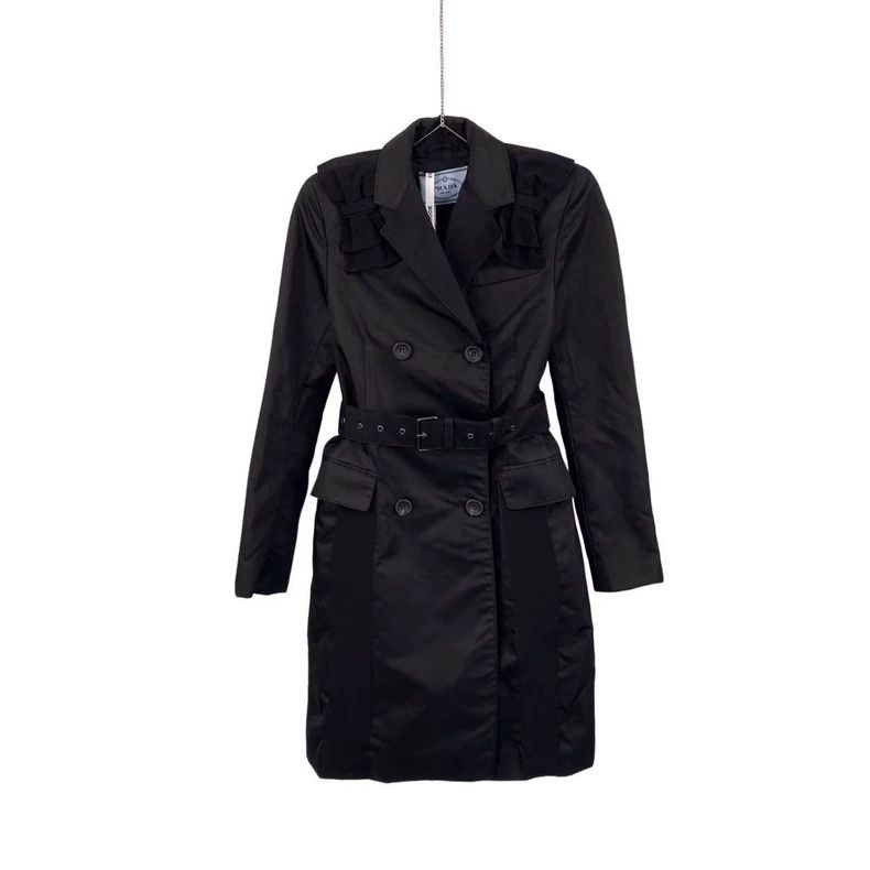 Prada Prada Black bow belt double-breasted windbreaker Size XS / US 0-2 / IT 36-38 - 1 Thumbnail