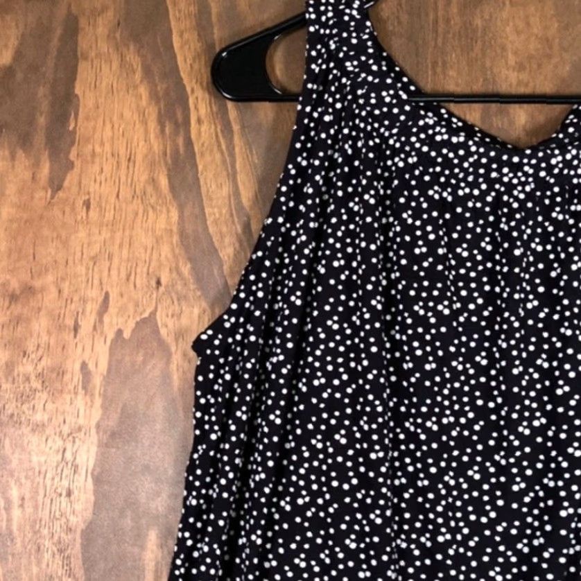 Loft VINTAGE LOFT Outlet Womens Blouse Black White Dotted Pleated Scoop Neck Sleeveless L Size L / US 10 / IT 46 - 4 Thumbnail