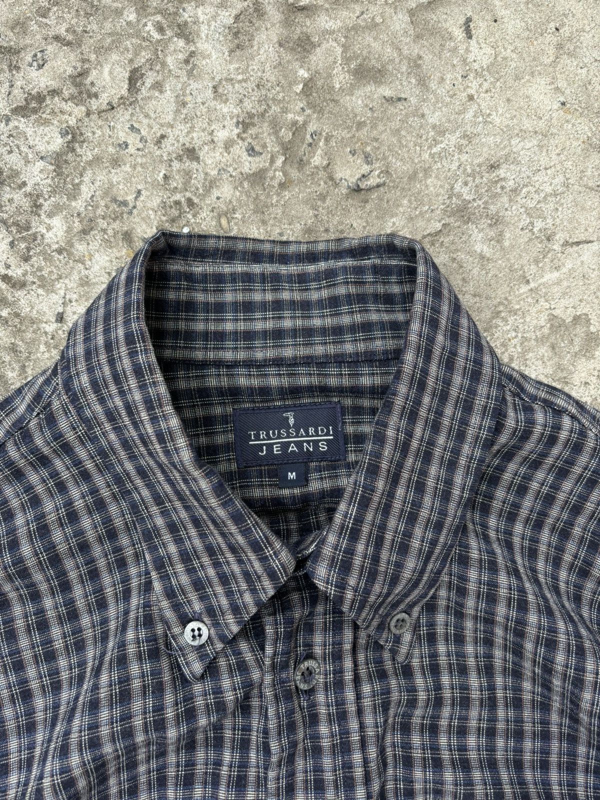 Japanese Brand × Trussardi Vintage Trussardi Checkered Viscose Dark Shirt Size US M / EU 48-50 / 2 - 4 Thumbnail