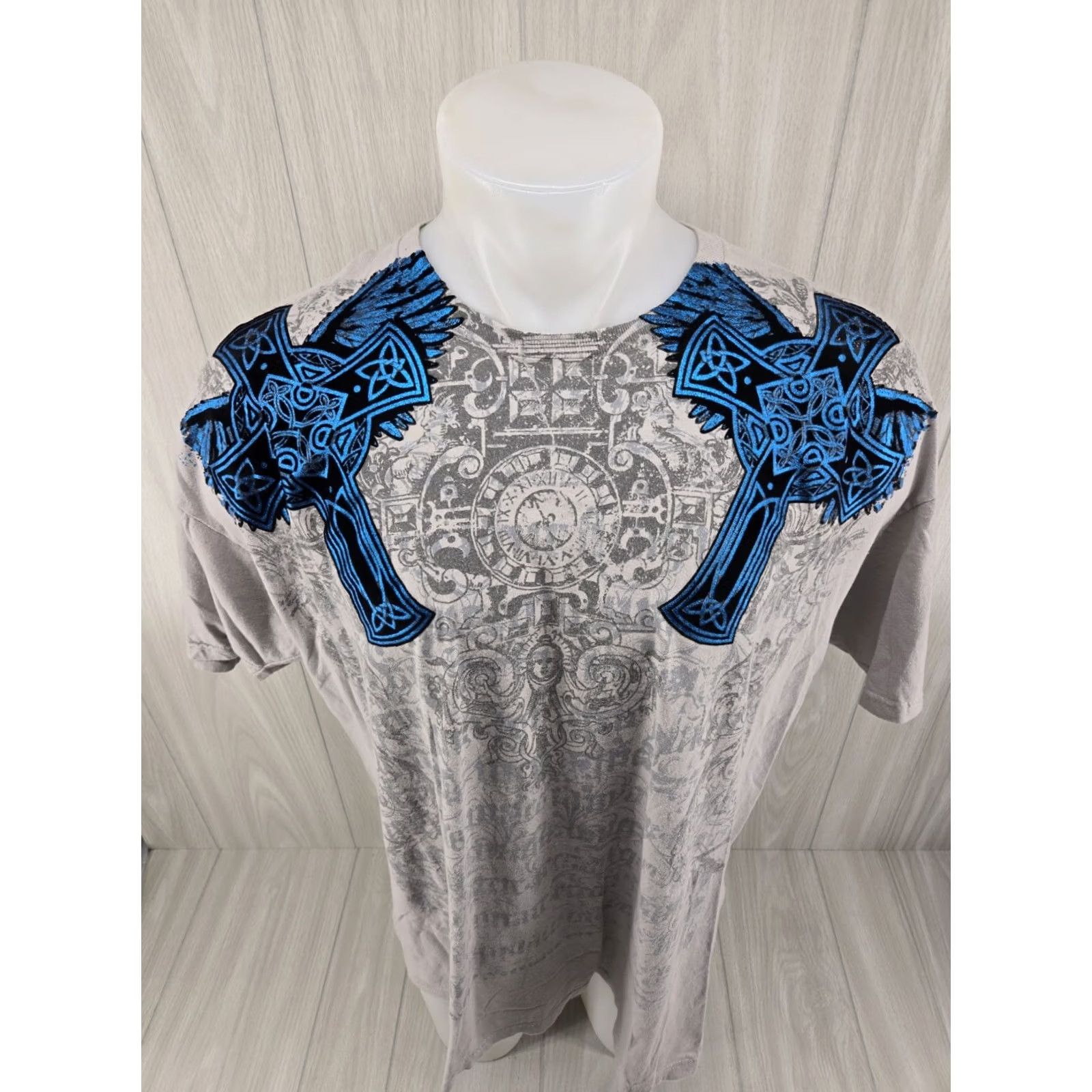Carbon VINTAGE Carbon Black Conviction Cross Wings AOP Mens T-Shirt 2XL Gray Size US XXL / EU 58 / 5 - 3 Thumbnail