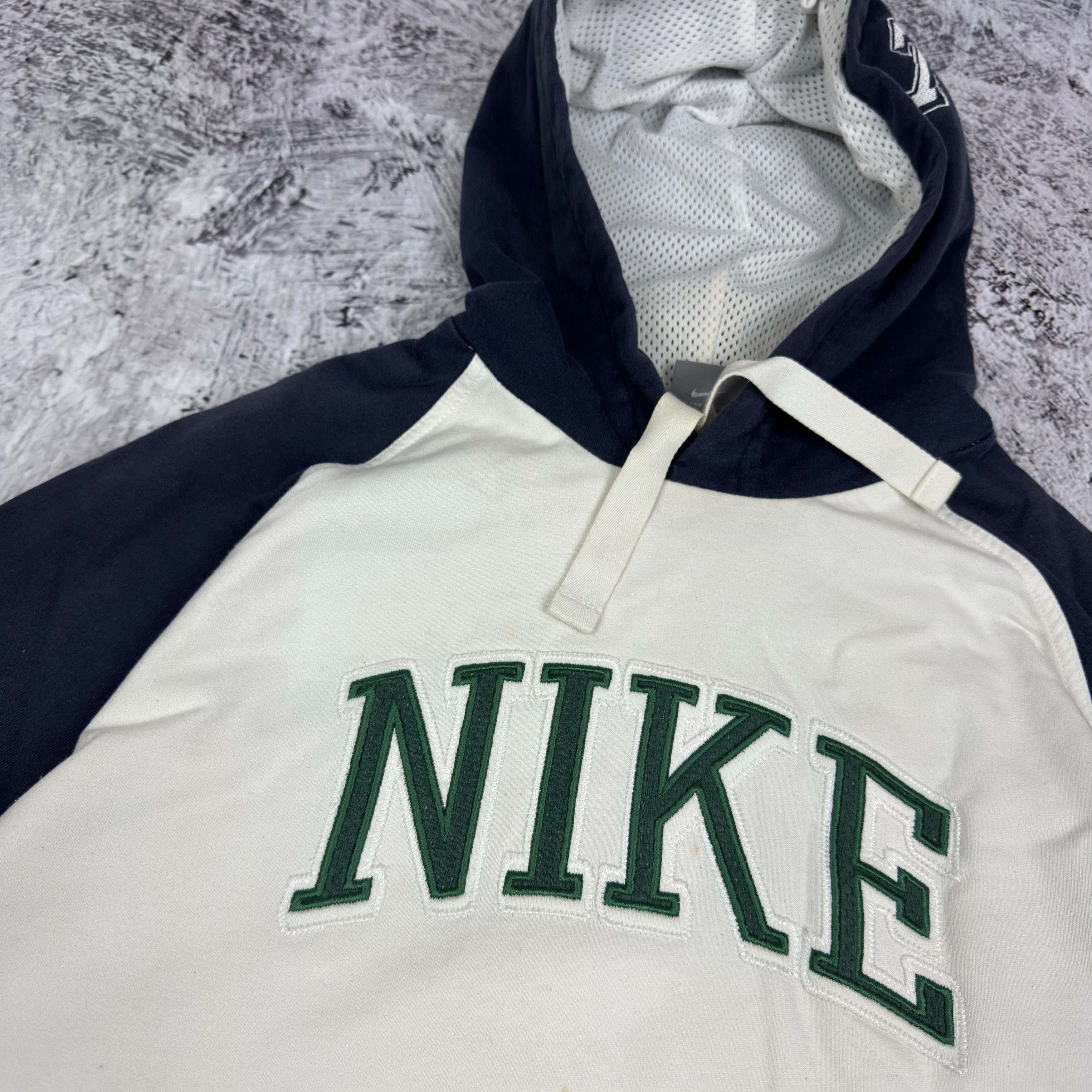 Nike Nike Athletic Men's White Blue Spellout Pullover Hoodie M Size US M / EU 48-50 / 2 - 4 Thumbnail