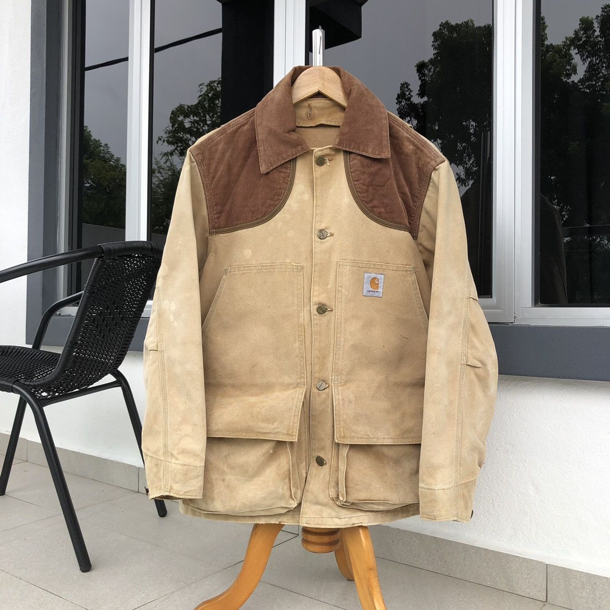 Carhartt VTG THRASHED Carhartt Canvas Hunting Jacket Pouch Corduroy Size US M / EU 48-50 / 2 - 11 Thumbnail