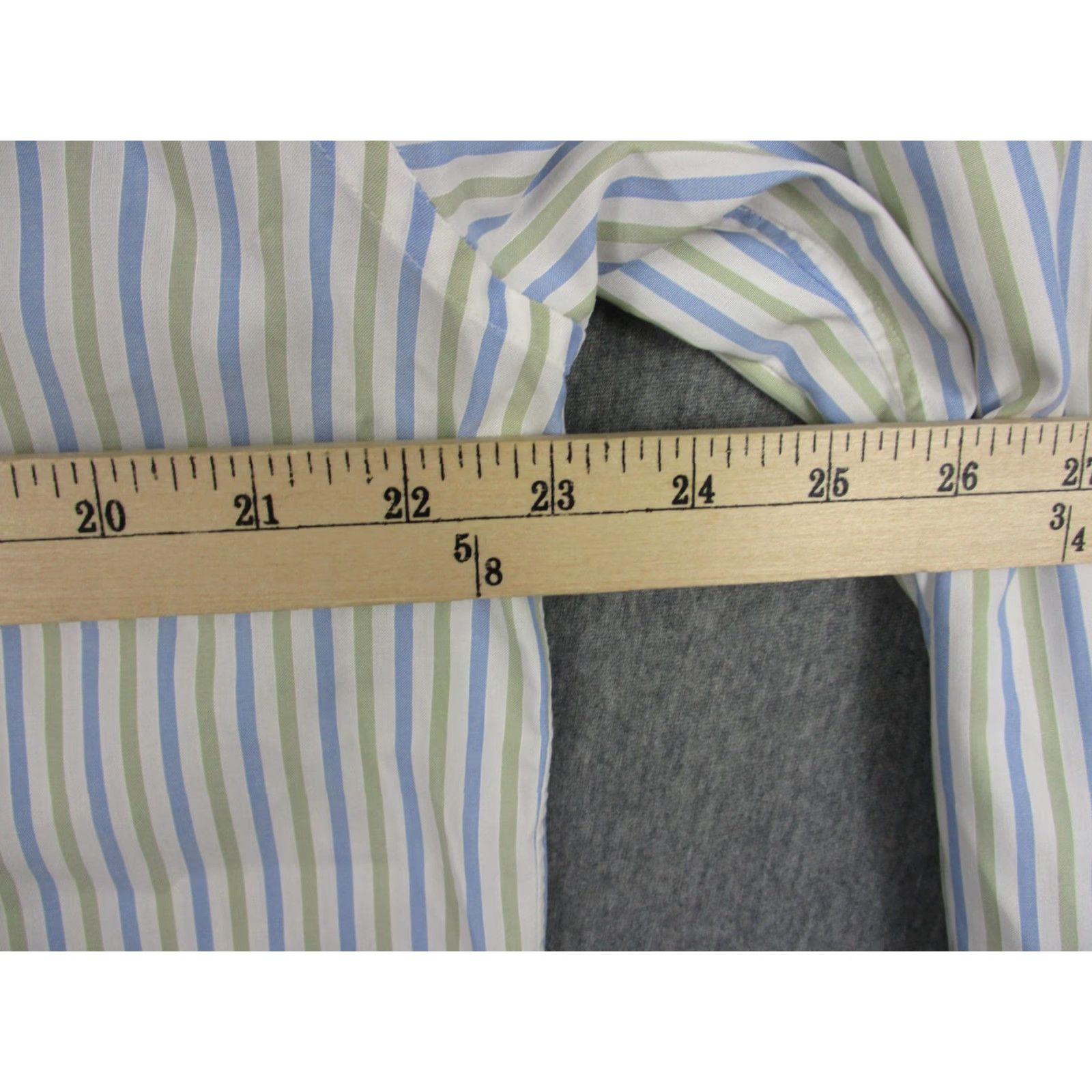 Brioni Brioni Shirt Mens 17 Multicolor Green Blue Stripe Button-Down Dress Long Sleeve Italy Size 46R - 7 Thumbnail