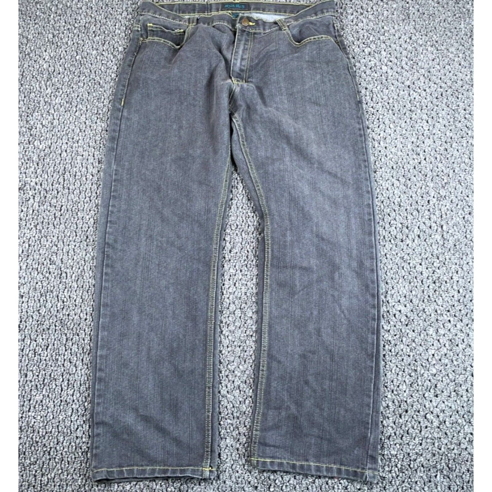 Vintage VINTAGE Y2K Men's Baggy Fit Jeans 38/32 Dark Gray Denim Loose Straight 90s Grunge Retro Size US 37 - 2 Thumbnail