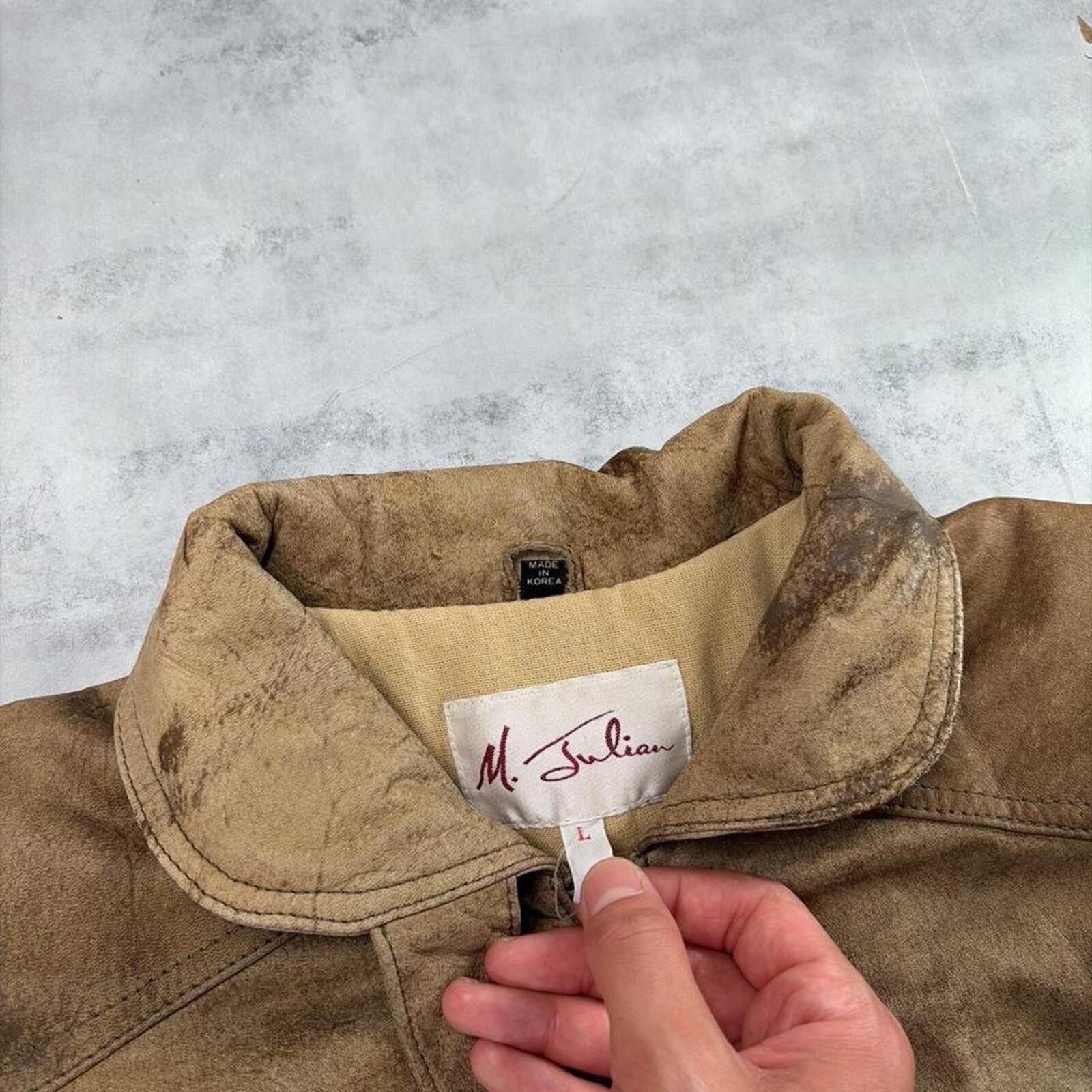 Other Vintage Brown M. Julian Cotton Lined Leather Bomber Jacket Size US L / EU 52-54 / 3 - 5 Thumbnail