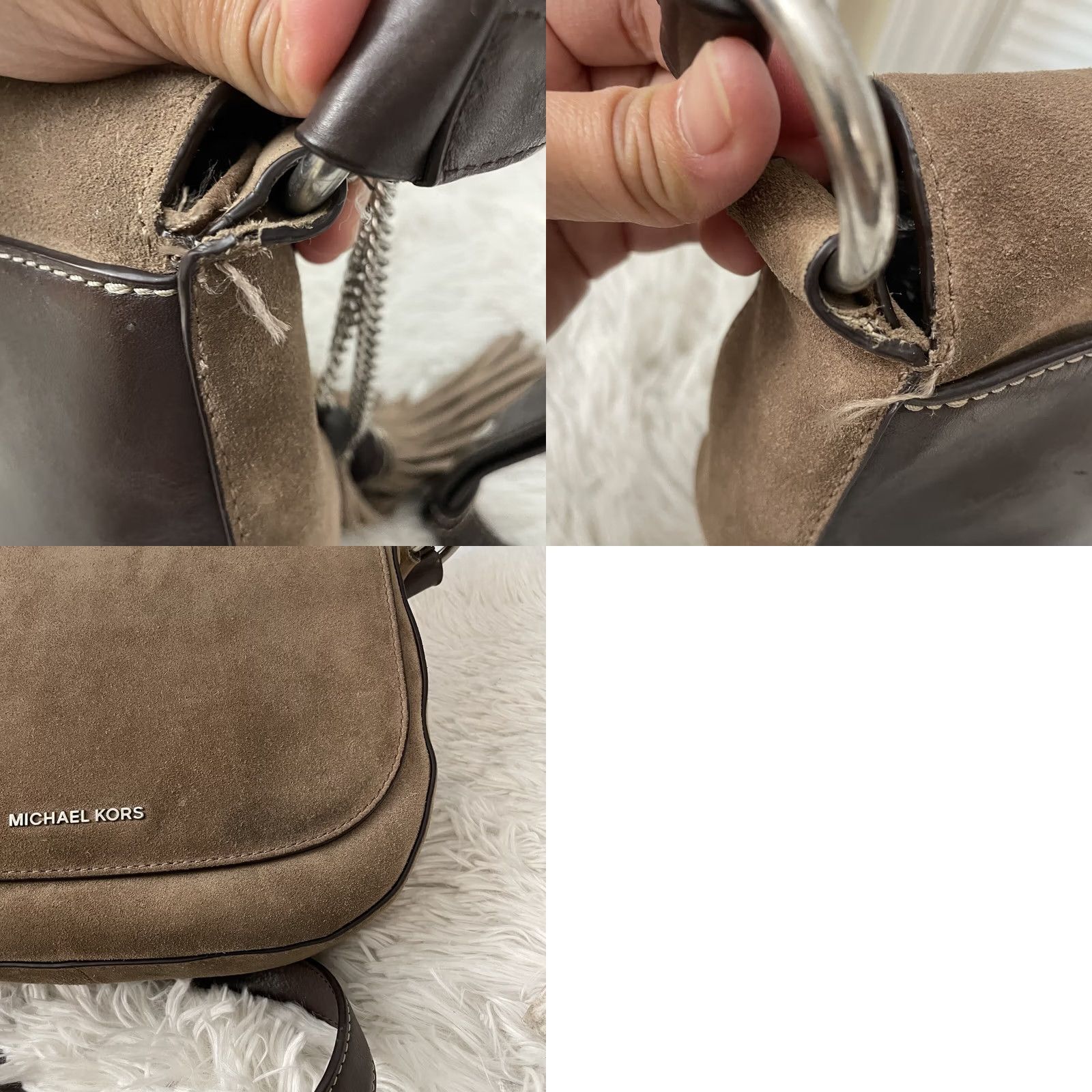 Michael Kors Michael Kors Saddle Bag Leather Suede Crossbody Brown Medium Women's Michael Kors Elyse Size ONE SIZE - 8 Thumbnail