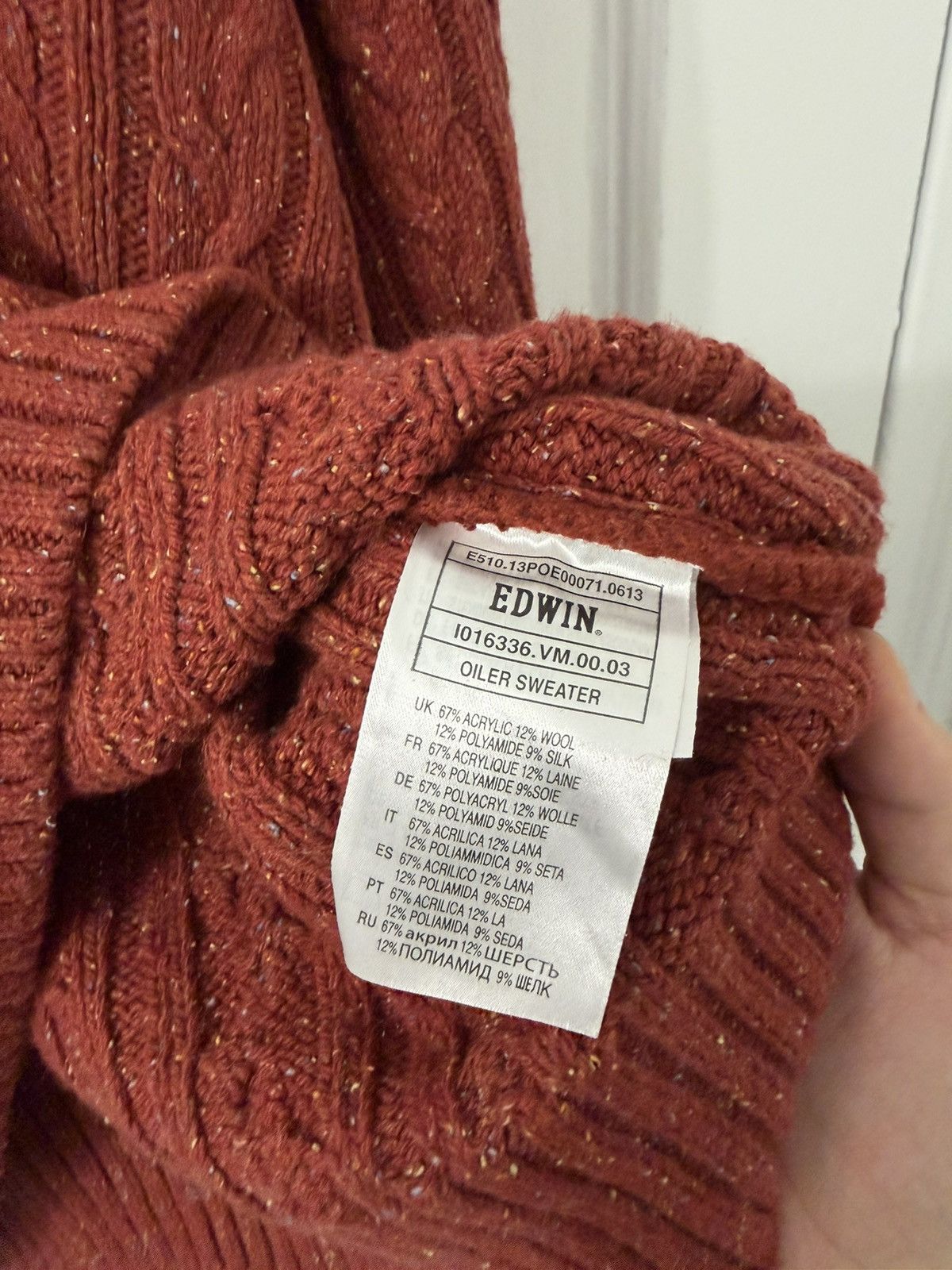 Edwin Edwin Japan Oiler Cable Knit Sweater Red Size US M / EU 48-50 / 2 - 7 Thumbnail