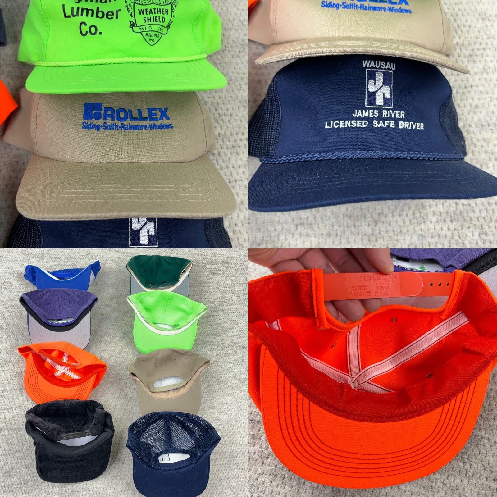 Logo 7 Vintage Trucker Hat Lot Snapback Cap 80s 90s USA Advertising Logo Rope M12 Size ONE SIZE - 8 Thumbnail