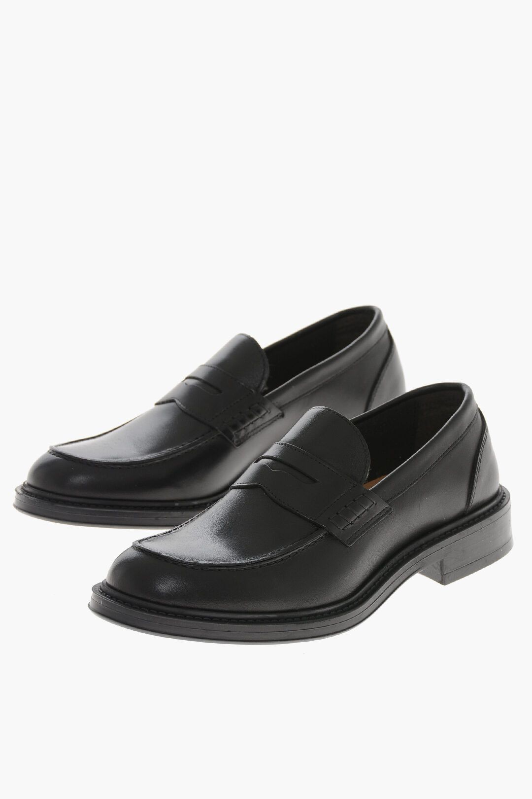 Testoni og1mm0226 Brushed Leather Penny Loafers in Black Size US 12 / EU 45 - 2 Thumbnail
