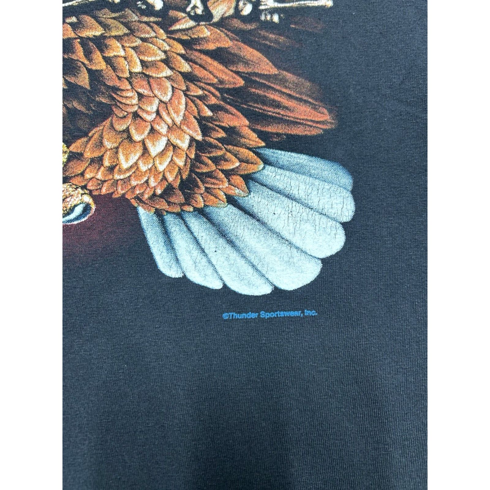 Vintage VINTAGE Sportswear T-Shirt Black Large Mens Skull Eagle Thunder Graphic Size US L / EU 52-54 / 3 - 3 Thumbnail