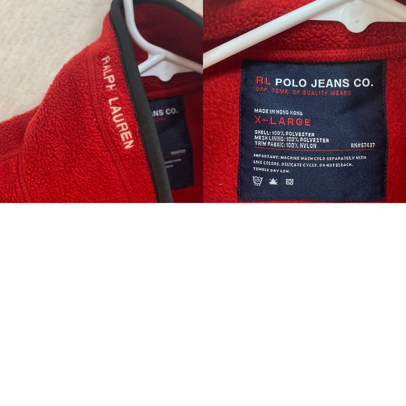 Ralph Lauren Ralph Lauren Polo Jeans Fleece Red Black Vest Mens XL Full Zip Logo Embroidered Size US XL / EU 56 / 4 - 8 Thumbnail