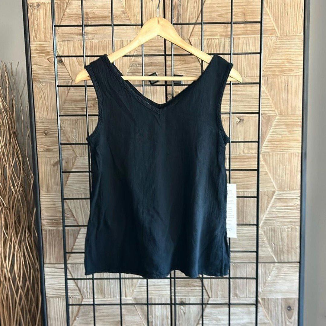 Designer Cecilia Nathal Womens Tank Top Small Black Cotton Boho Size S / US 4 / IT 40 - 1 Thumbnail