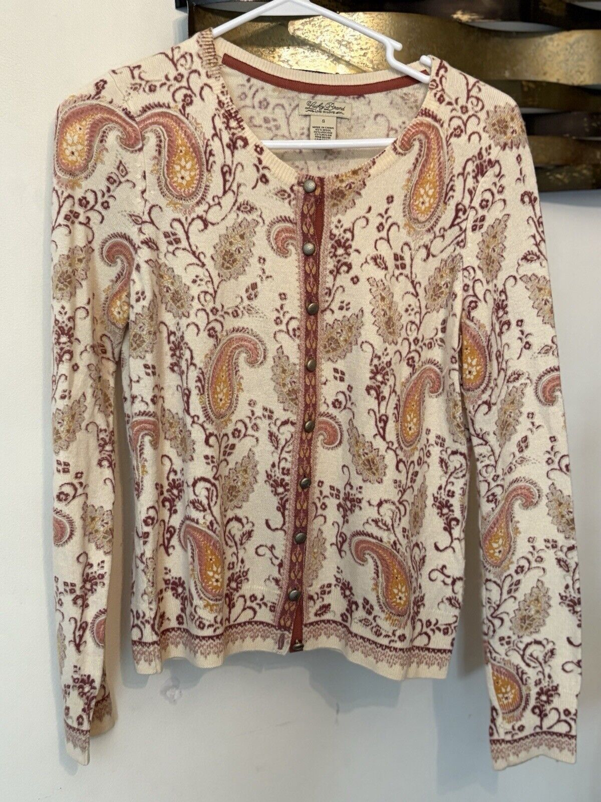 Lucky Brand Lucky Brand Cardigan Beige Blue Paisley Small Size S / US 4 / IT 40 - 1 Thumbnail