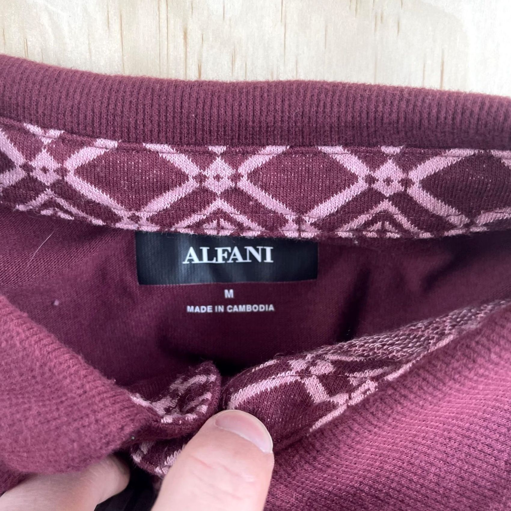Alfani Alfani Polo Shirt Mens M Red Geometric Knit Short Sleeve Casual Top Size US M / EU 48-50 / 2 - 2 Thumbnail