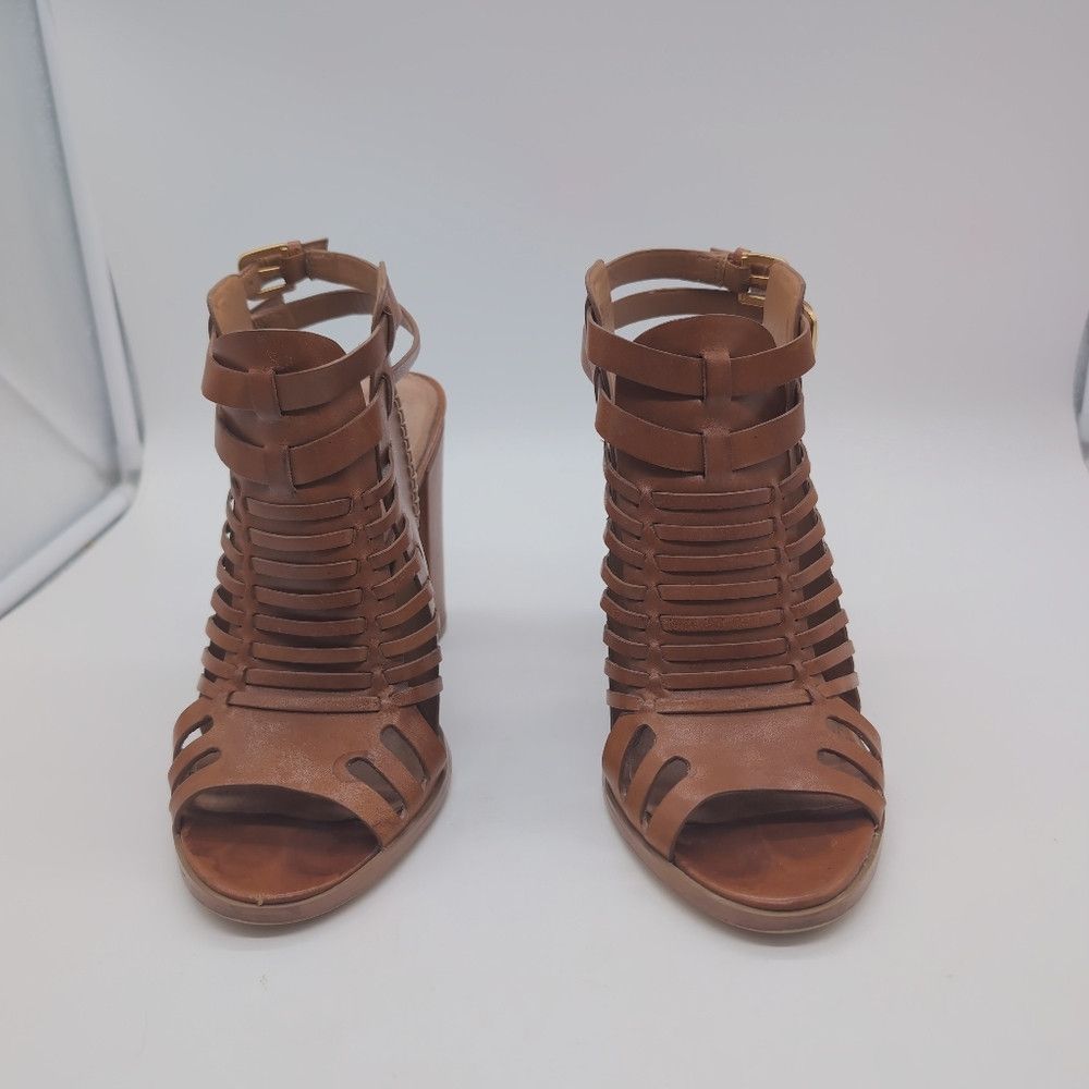 Designer Halogen sz 10 Brown Strappy Heeled Leather Sandals Size US 10 / IT 40 - 2 Thumbnail