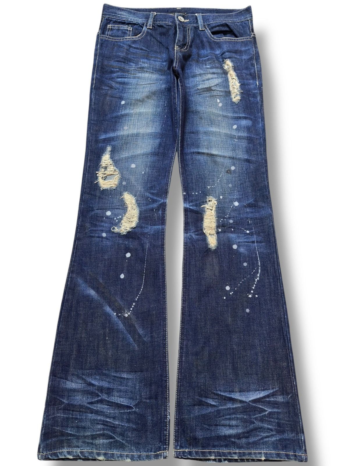 Tornado Mart Vintage Seil Flare Paint Splatter Grunge Denim Size US 31 - 1 Thumbnail