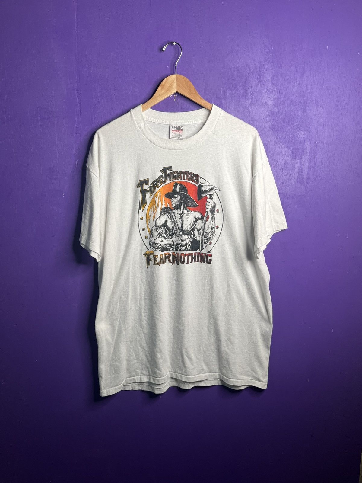 Vintage Vintage 90s Firefighters fear nothing t-shirt Size US XL / EU 56 / 4 - 1 Thumbnail