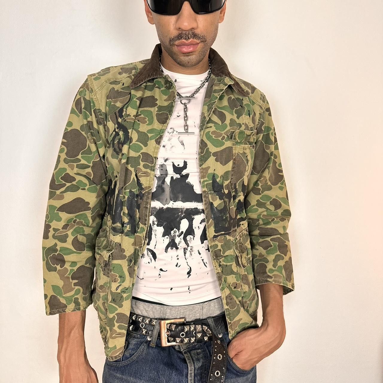 Vintage ASTROBOI* 'Flames' Green Camouflage Jacket - Small Size US S / EU 44-46 / 1 - 7 Thumbnail