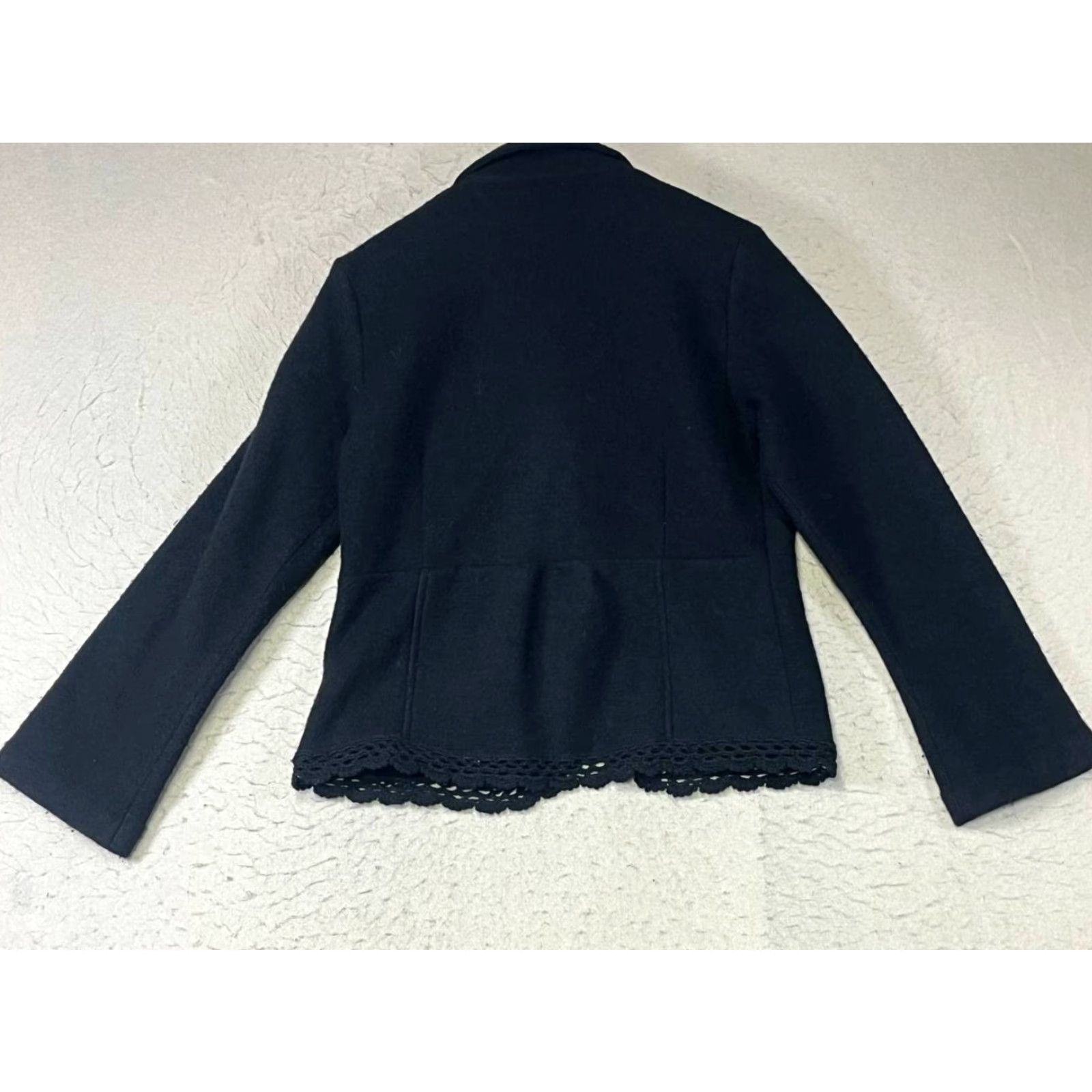 Vintage Kenar Blazer Women Black Size L 100% Wool Jacket Solid 1 Piece Blazer Size L / US 10 / IT 46 - 2 Thumbnail