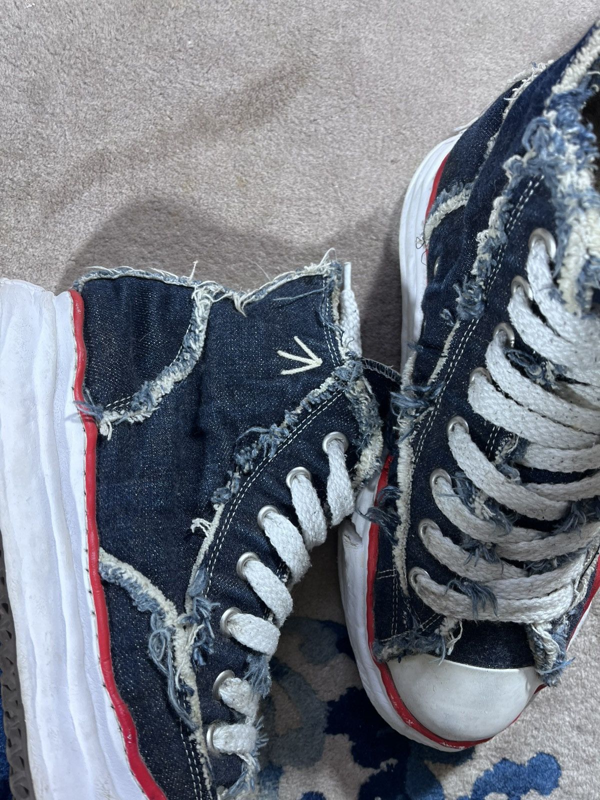 Maison MIHARA YASUHIRO × Nigel Cabourn Nigel Cabourne x Mihara Yasuhiro Hi Top Hank Denim Sneaker Size US 10 / EU 43 - 7 Thumbnail