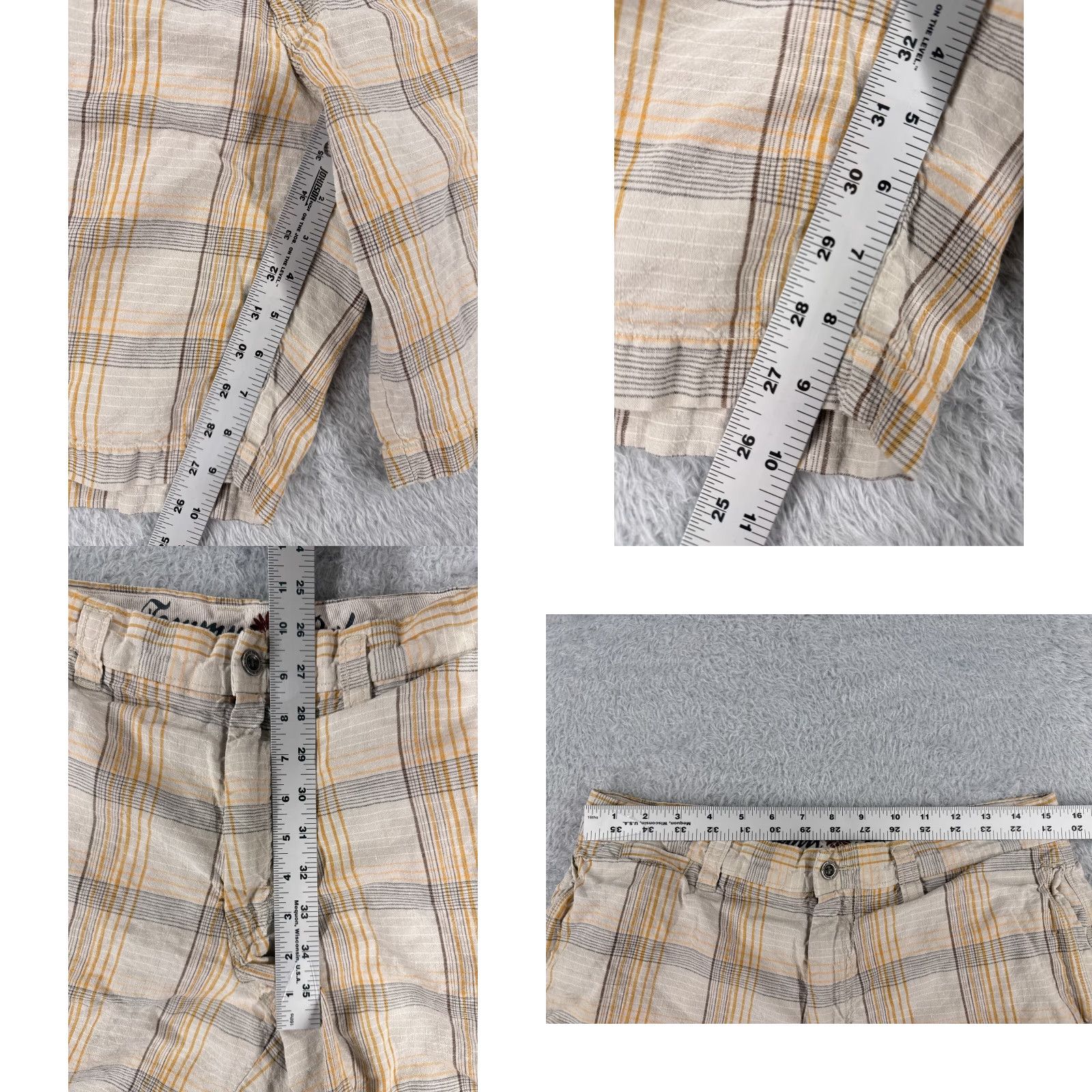 Tommy Bahama Tommy Bahama Shorts Men 33 Beige Plaid Linen Silk Blend Chino Flat Front Golf Size US 33 - 8 Thumbnail
