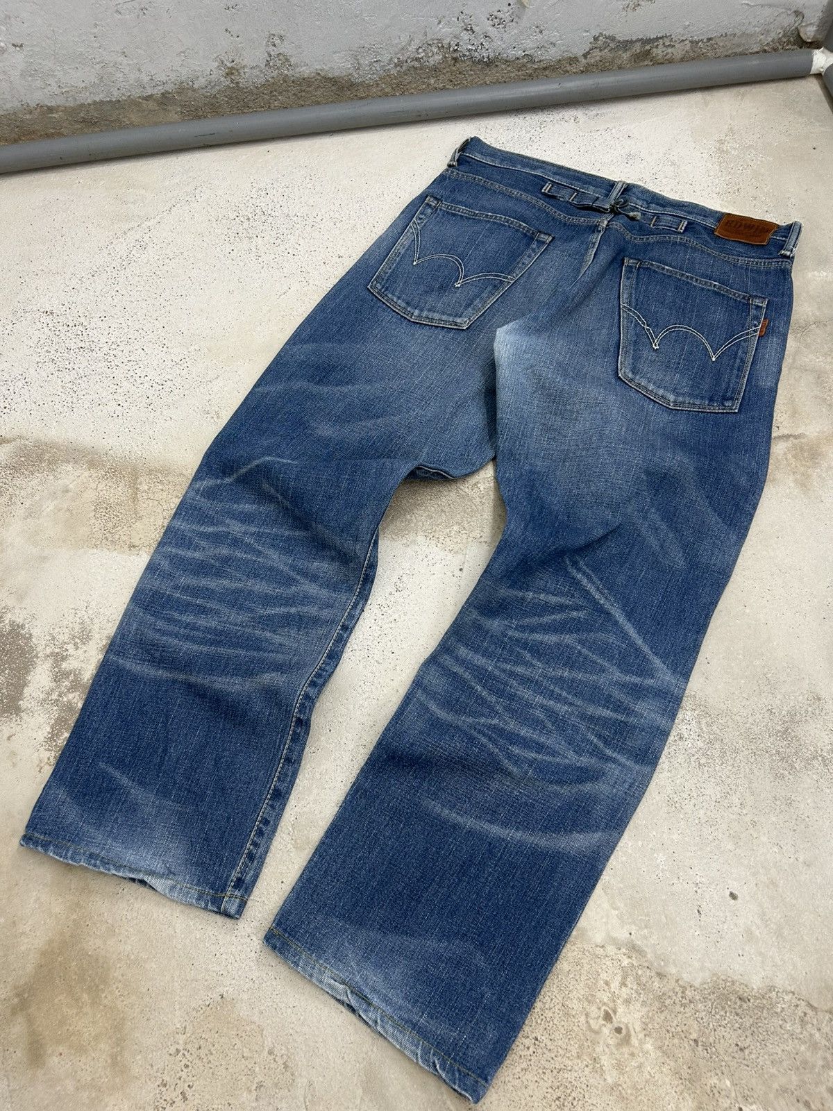 Edwin Edwin 505z Selvedge Buckle Back Baggy Denim Orange Tab Size US 35 - 10 Thumbnail