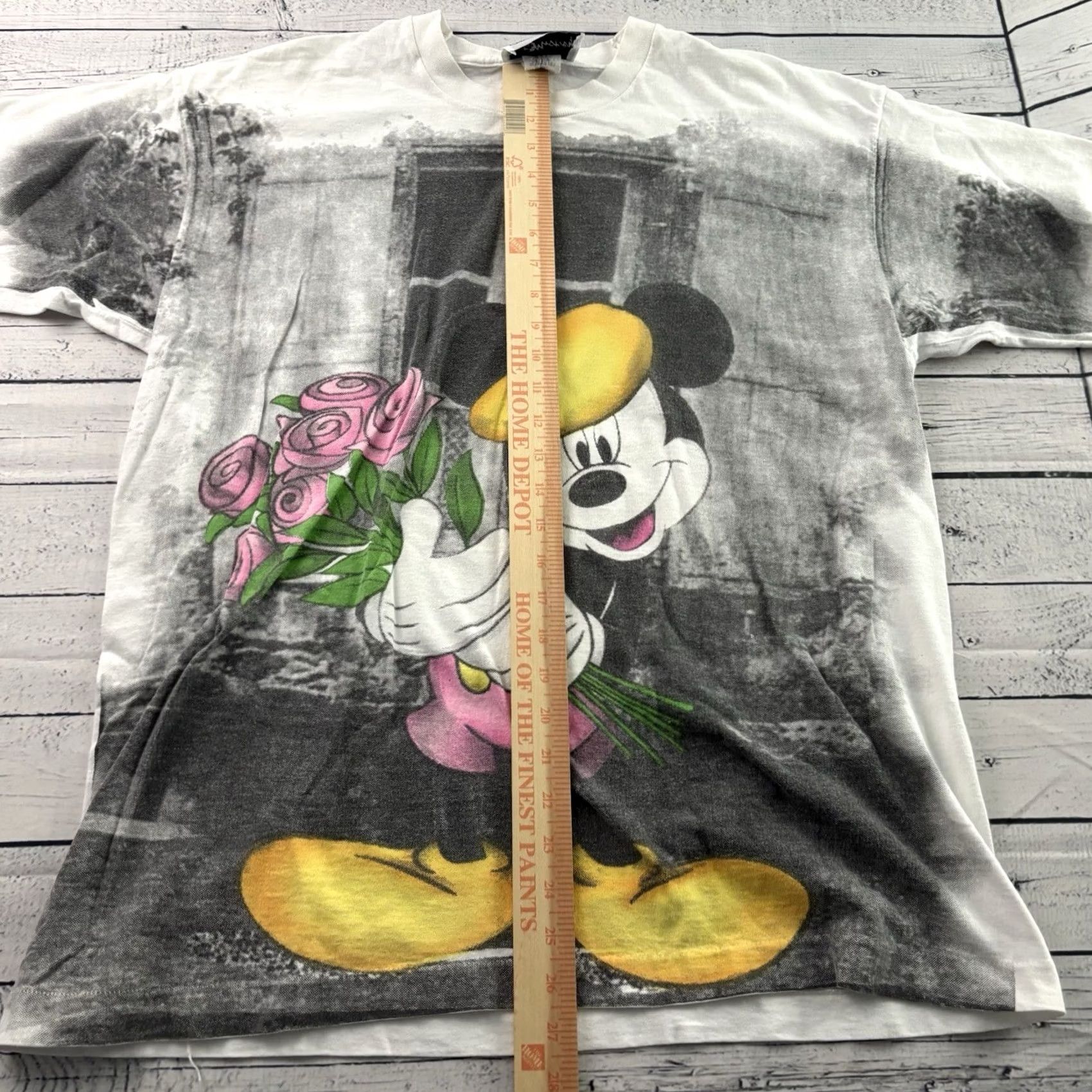Disney VTG Mickey Mouse All Over Print Short Sleeve T Shirt Men's XL White Disney 90s Shirt Micky Mouse Crew Neck Graphic Print Retro Java: Size US XL / EU 56 / 4 - 4 Thumbnail