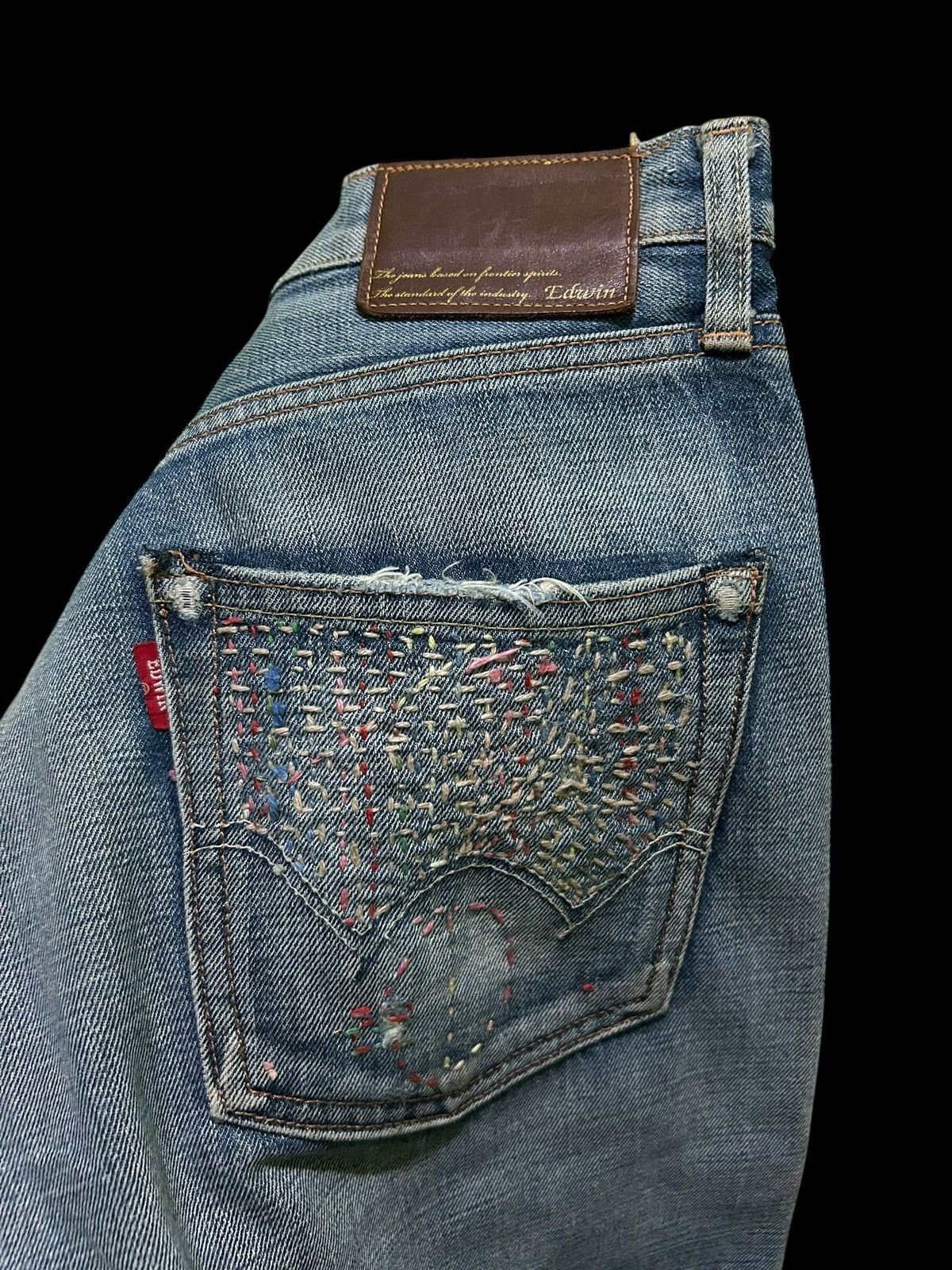 Edwin × Kapital × Vintage 🔥 VINTAGE EDWIN SELVEDGE DISTRESSED CUSTOM MADE DENIM JEANS Size US 34 / EU 50 - 4 Thumbnail