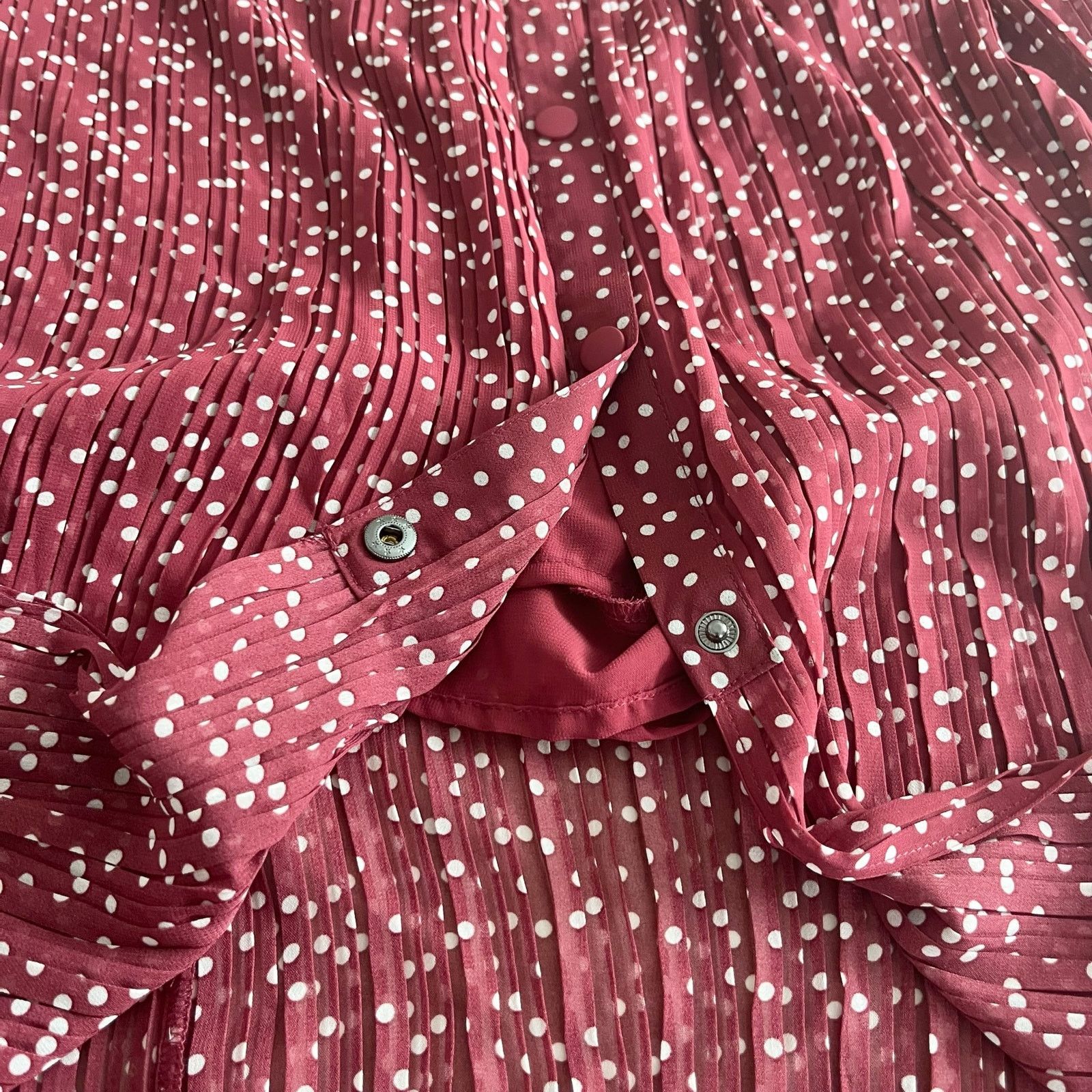 Zara Zara Burgundy Red Polka Dot Print Pleated Maxi Skirt Size 32" / US 10 / IT 46 - 7 Thumbnail