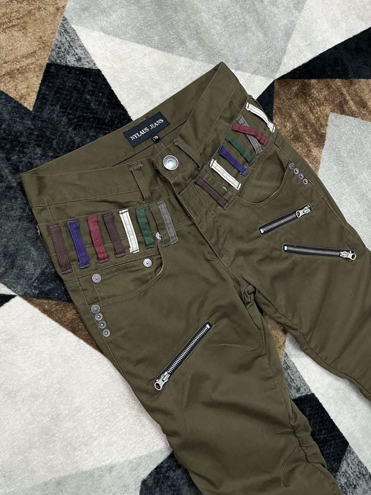 Hysteric Glamour Y2K Nylaus Double Waist Twisted Leg Green Pants Cotton Size US 30 / EU 46 - 4 Thumbnail