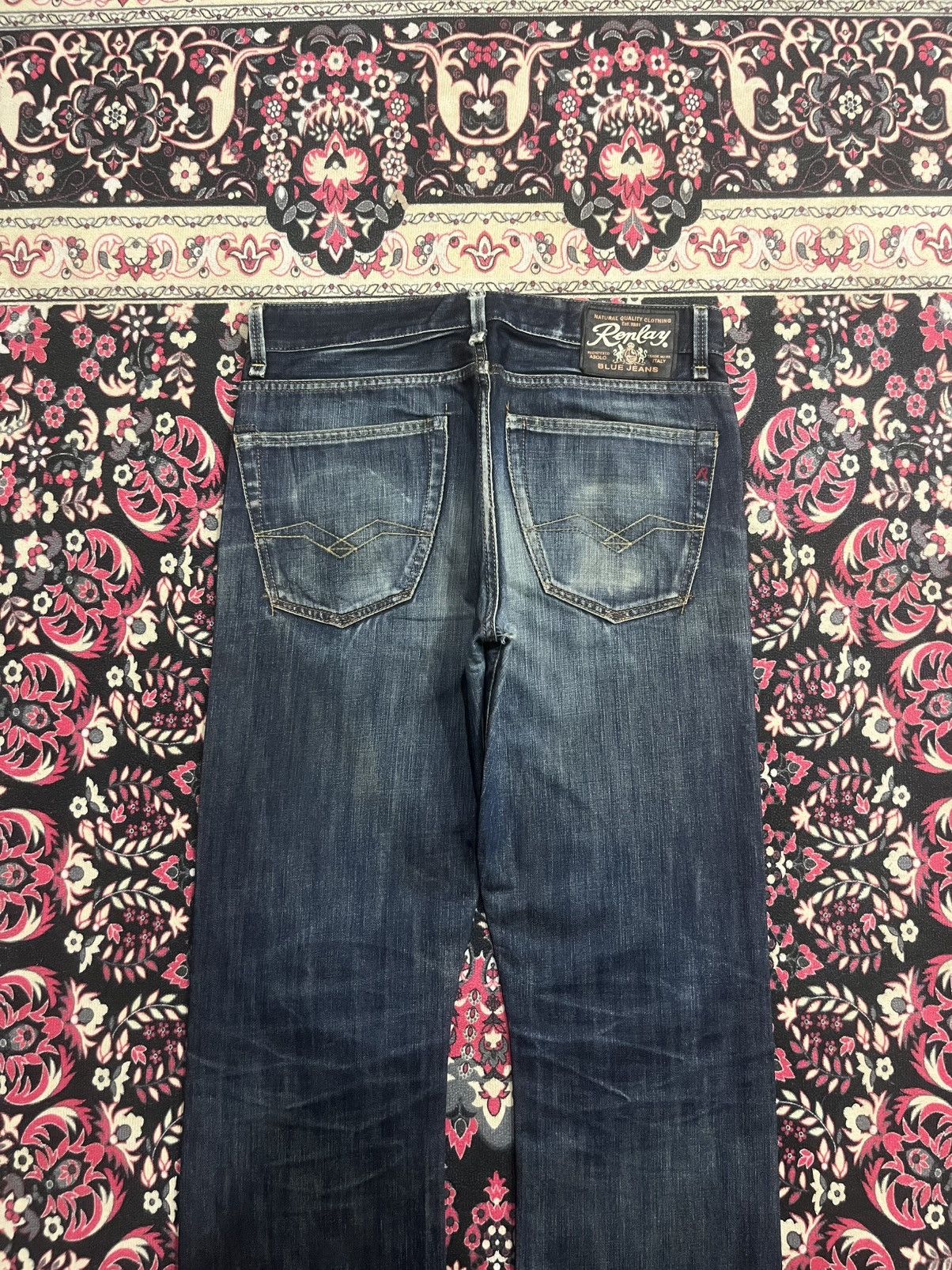 Replay Vintage Replay Dark Blue Faded Washed Buttonfly Flare Jeans Size US 32 / EU 48 - 9 Thumbnail