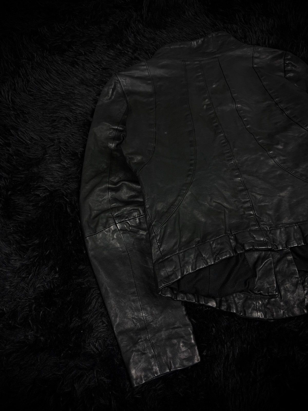 Rick Owens Style Asymmetric Archive Lambskin Leather Jacket