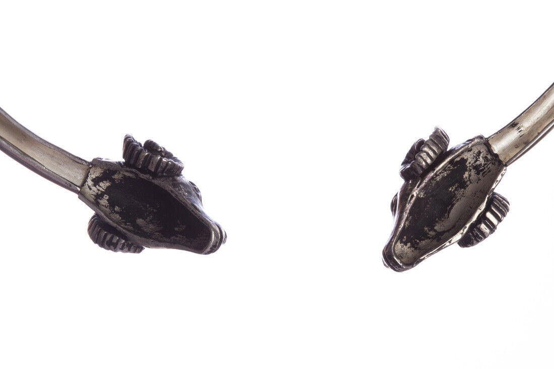 Designer Sterling Silver Double Headed Ram Collar Tube Necklace Size ONE SIZE - 2 Thumbnail