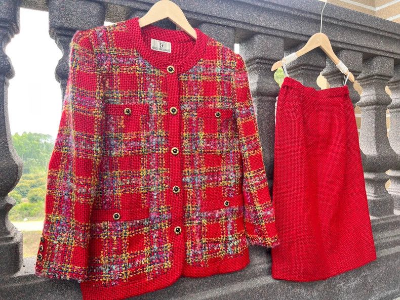 Kenzo Vintage Kenzo Red Tweed Skirt Suit - dmc Size US 36 / EU 52 - 1 Thumbnail
