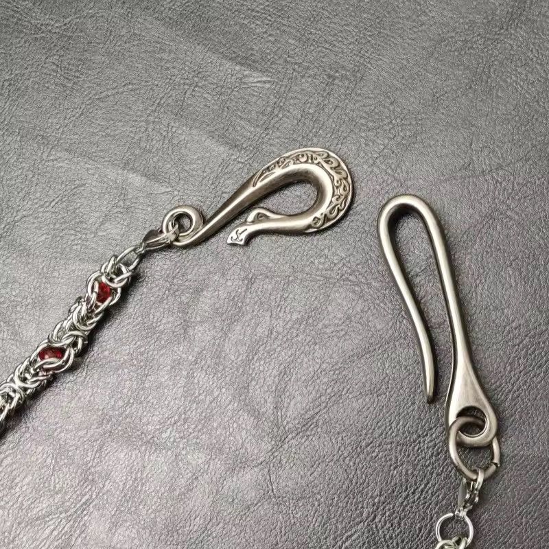 Jean Snake Bone Clamp Red Beads Pants Chain Size ONE SIZE - 8 Thumbnail