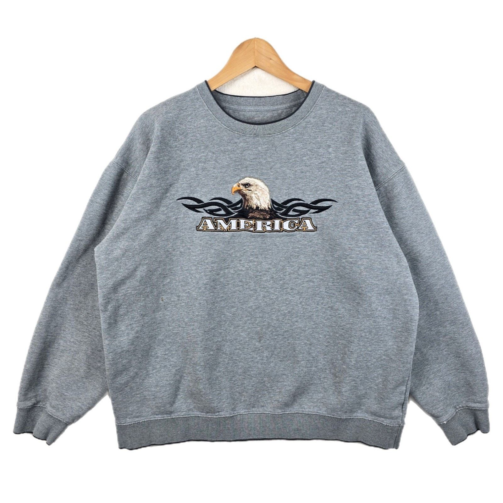 Croft & Barrow Croft & Barrow America Gray Sweatshirt Large Tribal Eagle Size US L / EU 52-54 / 3 - 1 Thumbnail