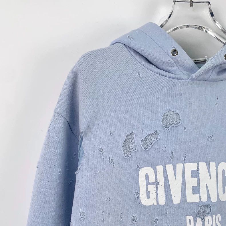 Givenchy Givenchy Light Blue Logo Letter Print Distressed Ripped Co Size US M / EU 48-50 / 2 - 3 Thumbnail