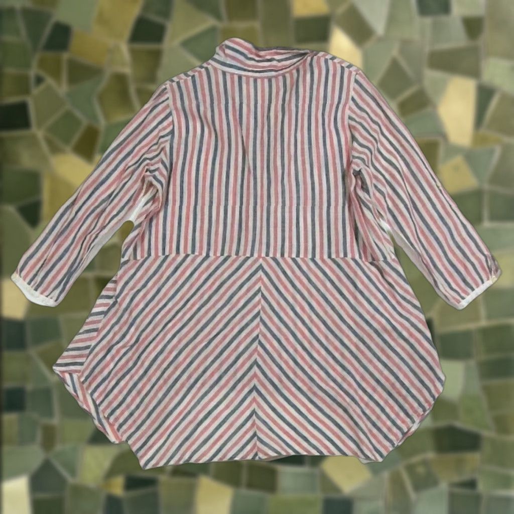 Anthropologie Isabella Sinclair Anthropologie Blouse Top 3/4 Sleeve Stripe Linen Pink Blue S Womens Regular Short Sleeve Pink Stripe 20s 30s 40s 50s 60s 70s 80s 90s Size S / US 4 / IT 40 - 1 Thumbnail