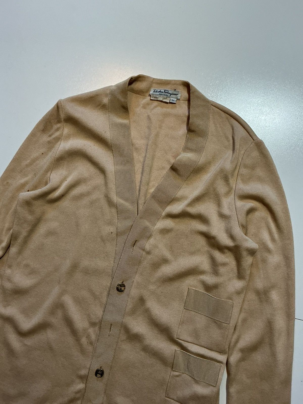 Salvatore Ferragamo Vintage Salvatore Ferragamo Gold Metal Cardigan Sweater Size US M / EU 48-50 / 2 - 3 Thumbnail