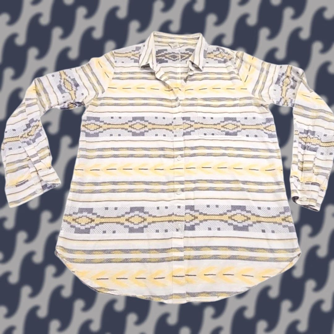 Ariat Ariat Women's Button-Up Shirt Geometric Western Cotton M Yellow Gray Cream Aztec Pattern Alice Blue? Size M / US 6-8 / IT 42-44 - 1 Thumbnail