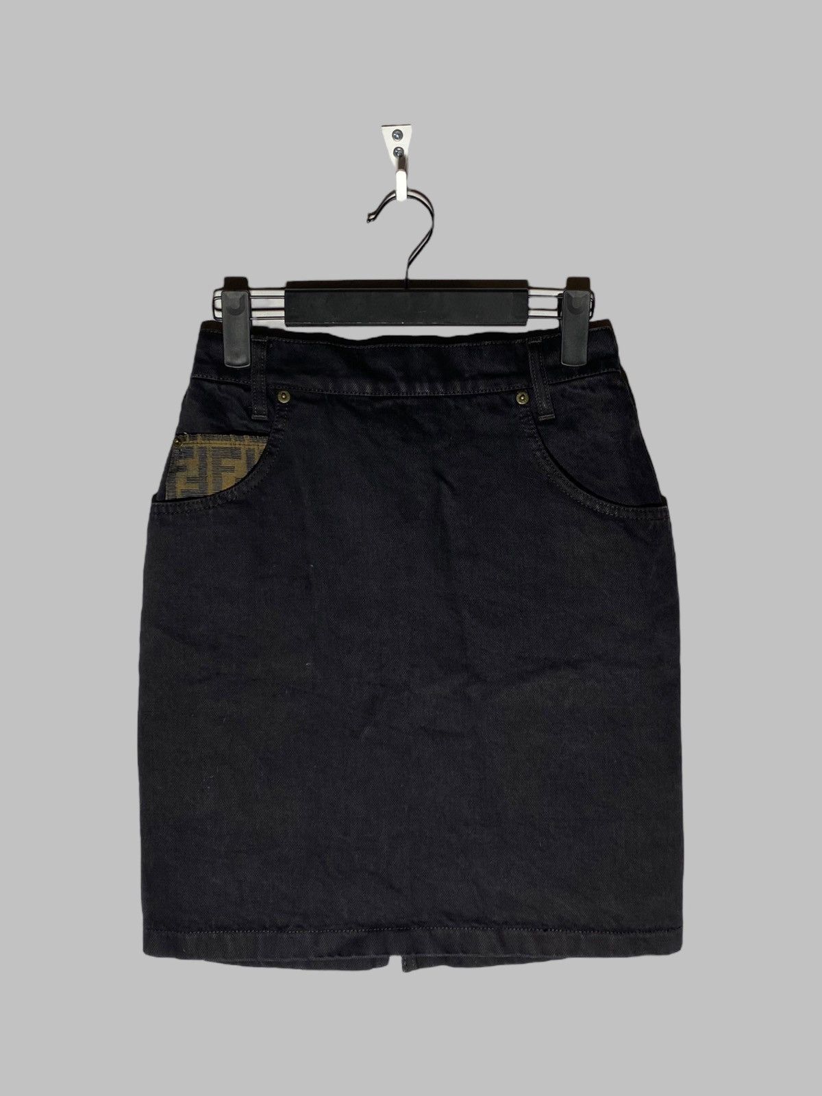 Fendi Vintage 90s Fendi Denim Skirt Monogram Pocket Detail Size 28" / US 6 / IT 42 - 1 Thumbnail