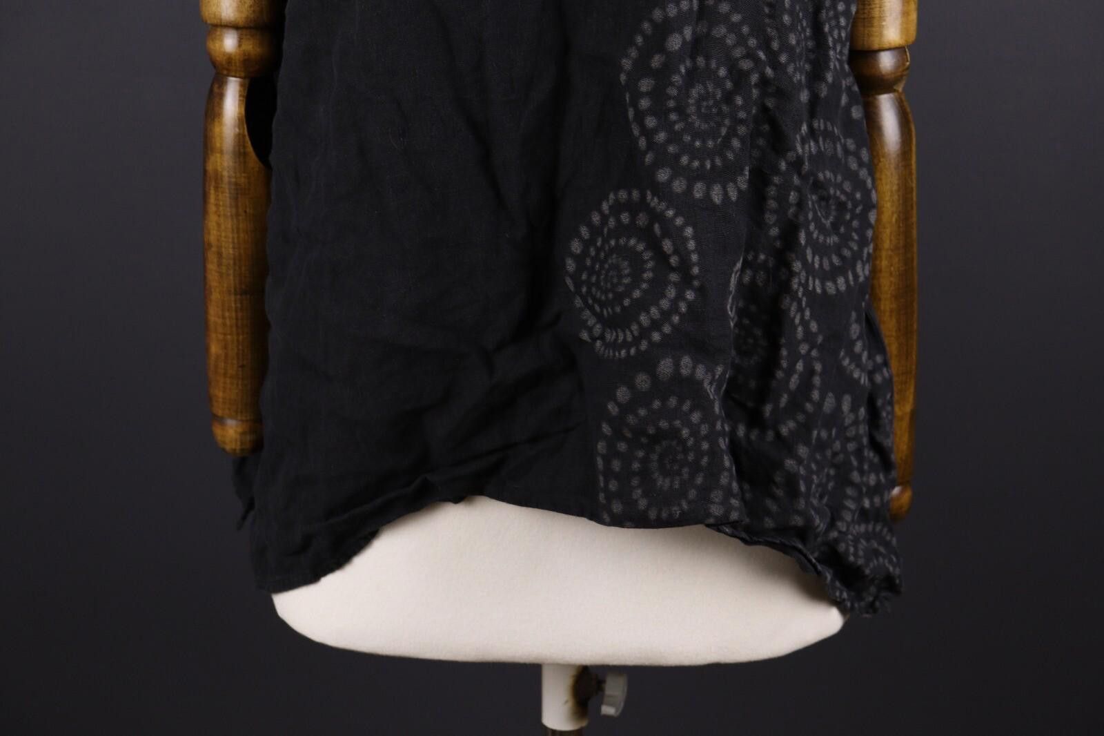 Designer Elemente Clemente Black Lagenlook Floral Linen Top Shirt 3 Size M / US 6-8 / IT 42-44 - 3 Thumbnail