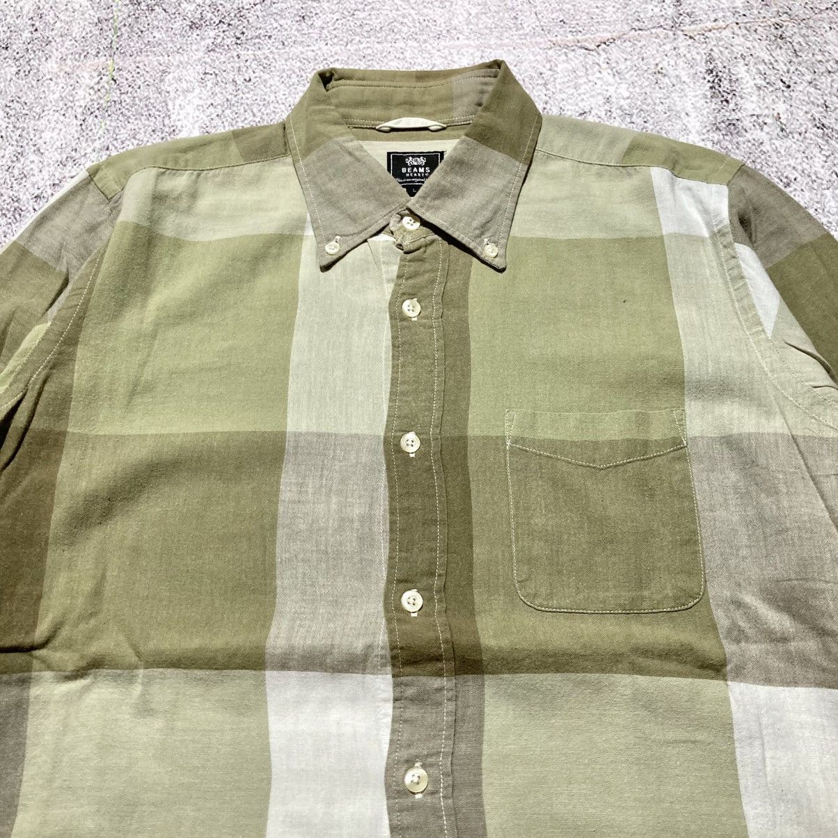 Japanese Brand 2000s Beams Heart Brick Block Motif Shirt Button Up Size US L / EU 52-54 / 3 - 4 Thumbnail