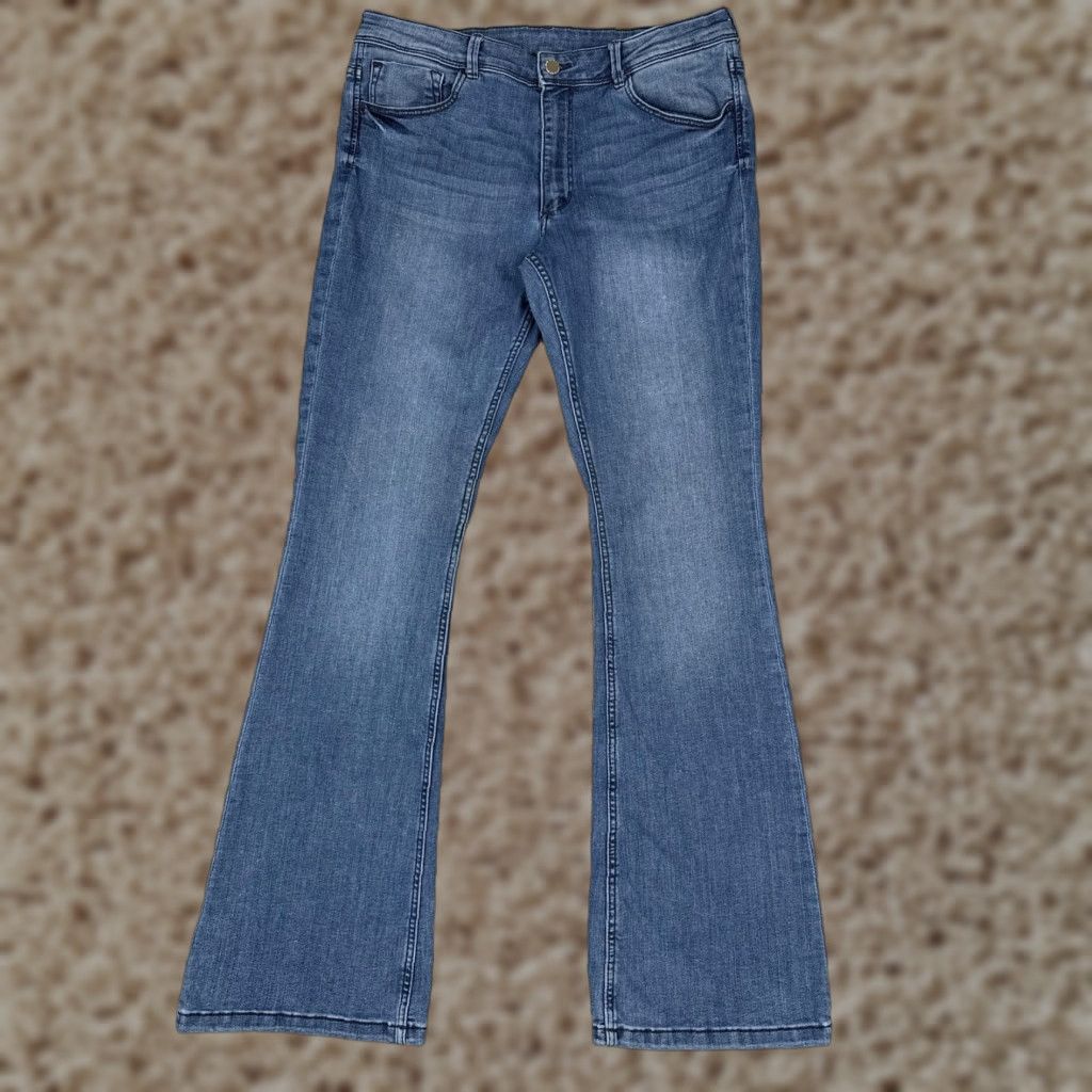 Denime &Denim Flare Jeans Womens 12 Blue Medium Wash High Rise Stretch Denim 32x32 Jeans Size 34" / US 12 / IT 48 - 1 Thumbnail