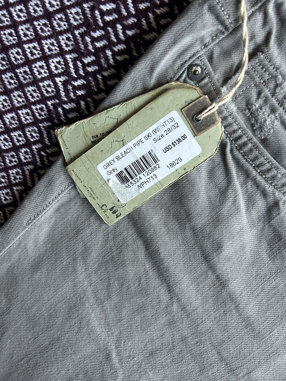 Allsaints × Designer ALLSAINTS GREY BLEACH PIPE SKI SIZE 28 / 32 DISTRESSED JEANS Size US 28 / EU 44 - 5 Thumbnail